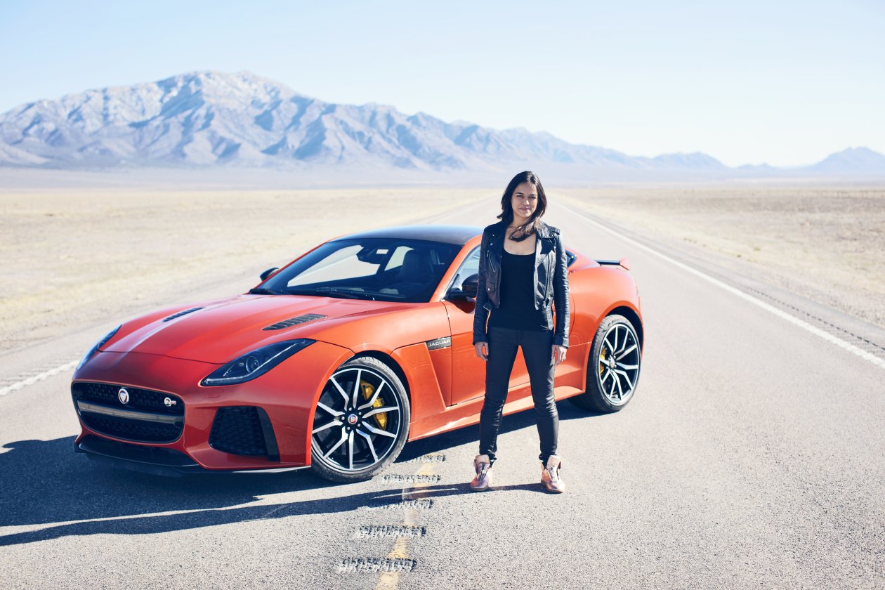 Michelle Rodriguez With Jaguar F Type