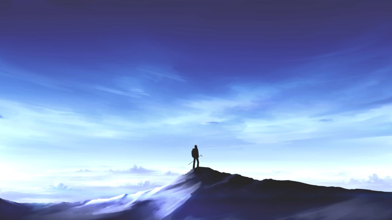 Anime Original Standing On Mountain Top