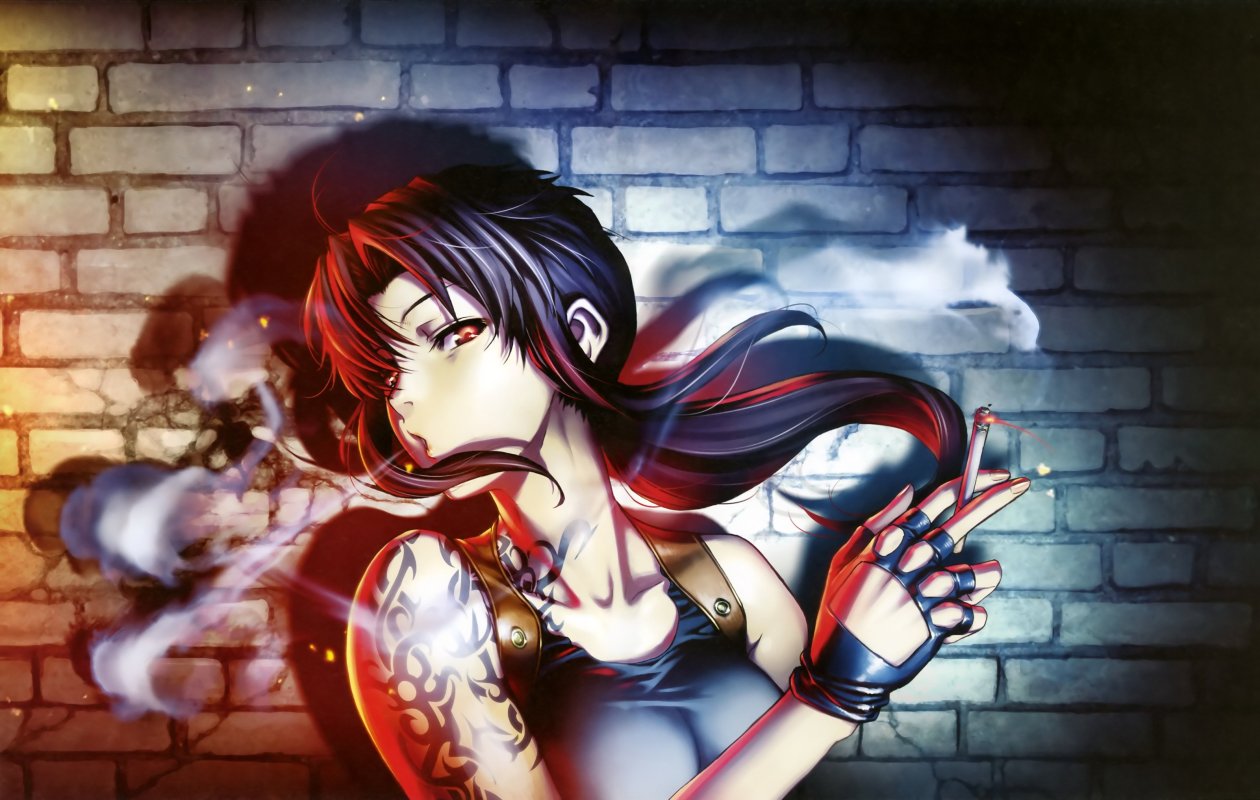 Black Lagoon Anime Girl Smoking 4k