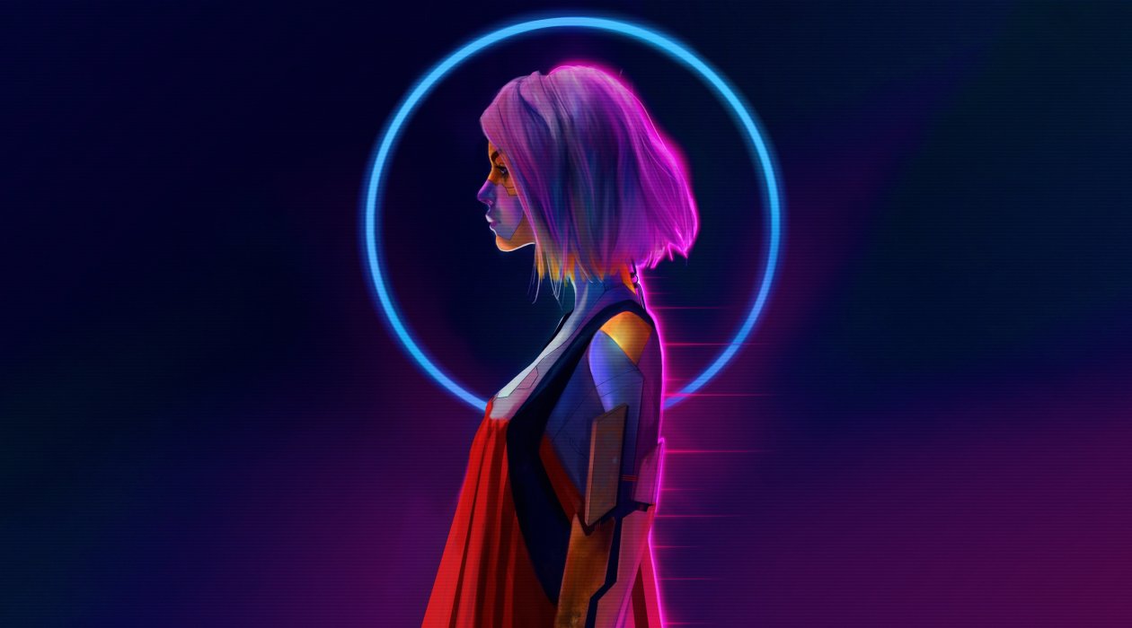 Cyborg Girl Pink Hair Short Hair 4k