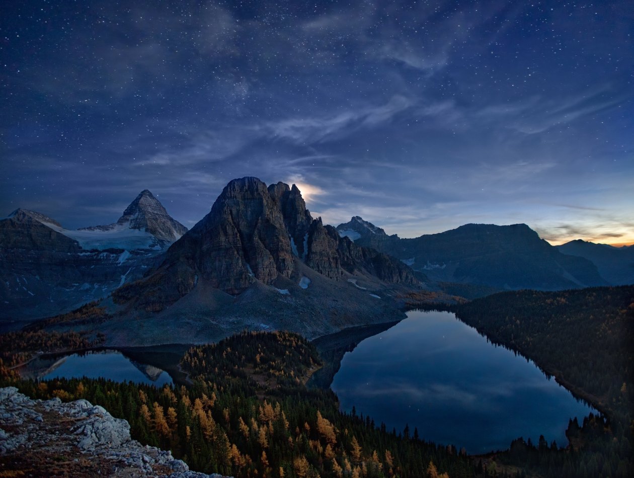 Snowy Peak Starry Night Landscape