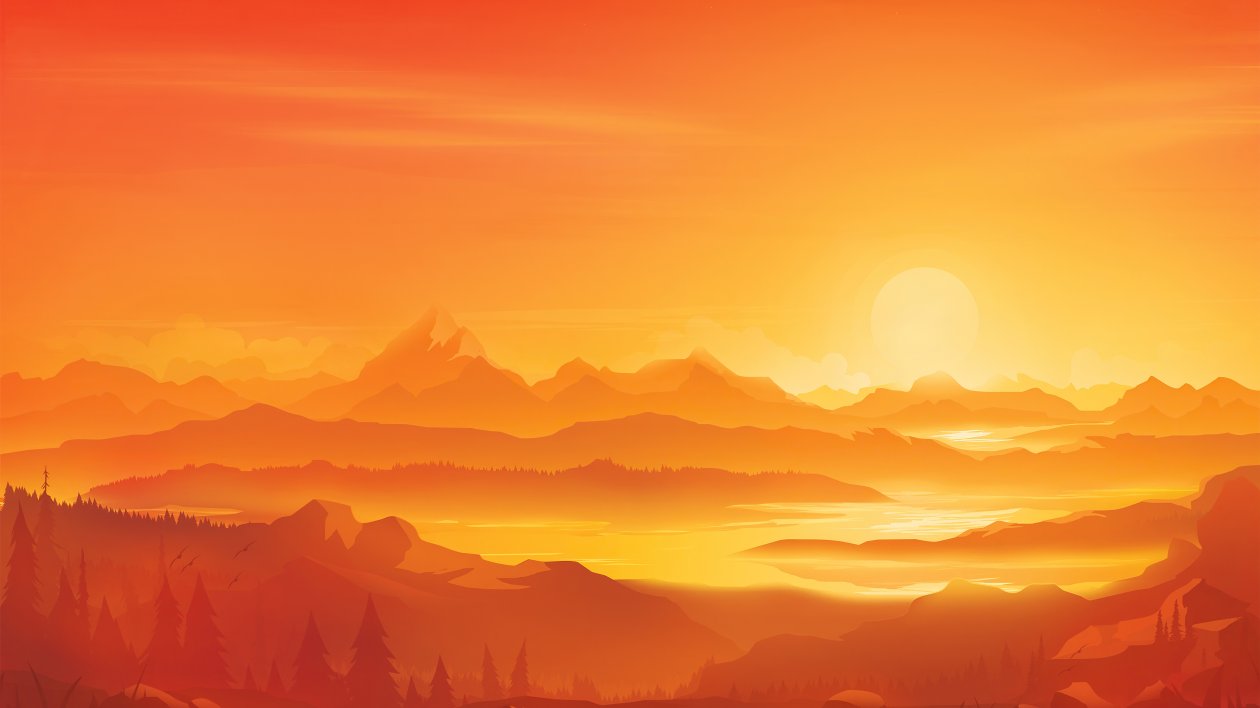 Orange Landscape Morning Minimal 5k