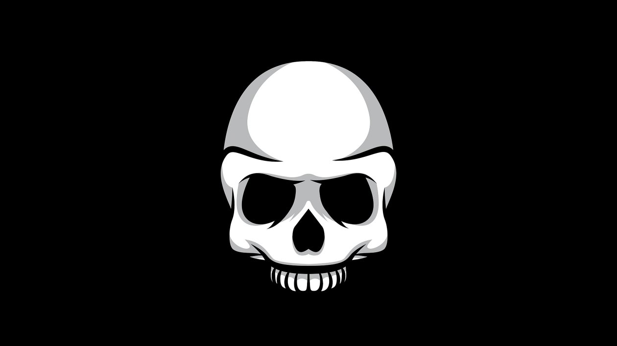 Skull Black Minimalism 4k