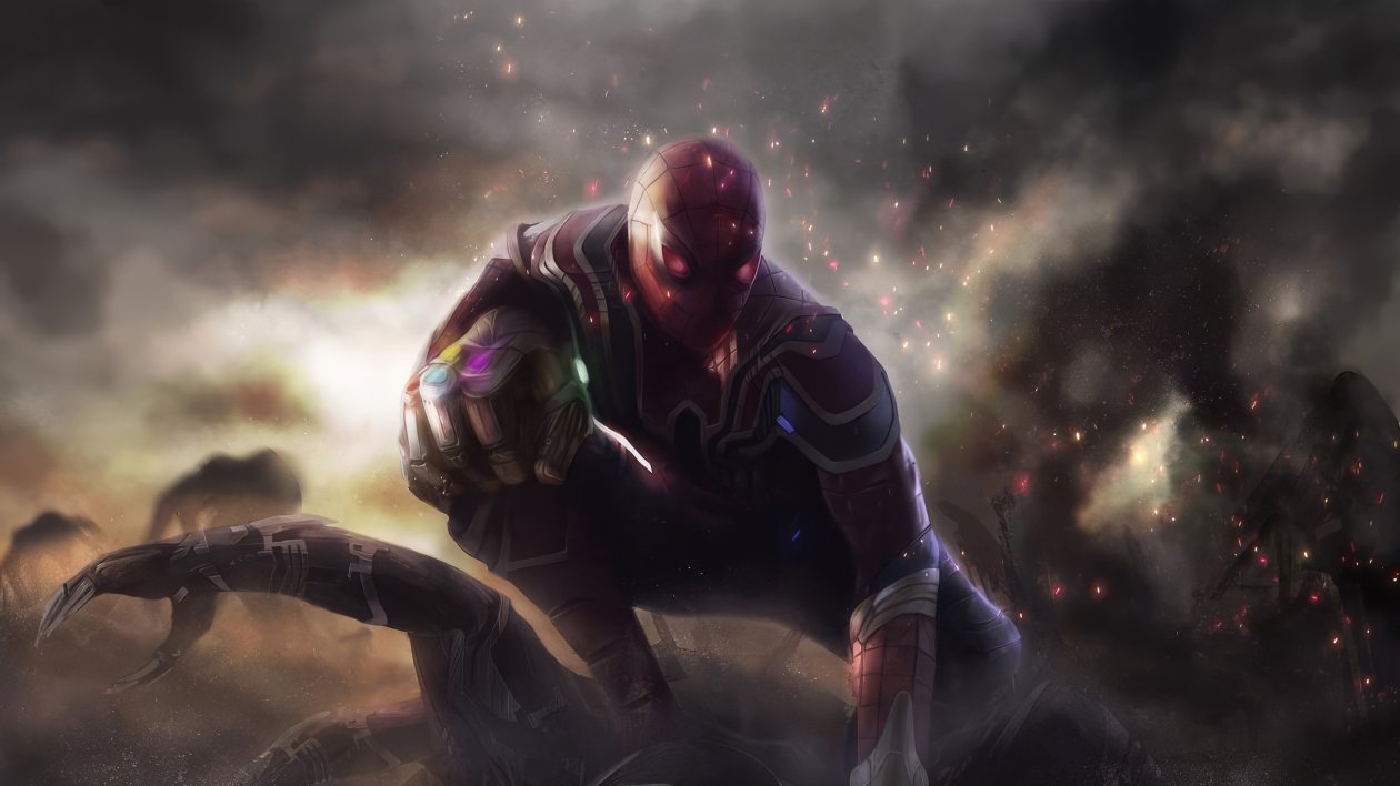 Spiderman Carrying Infinity Gauntlet