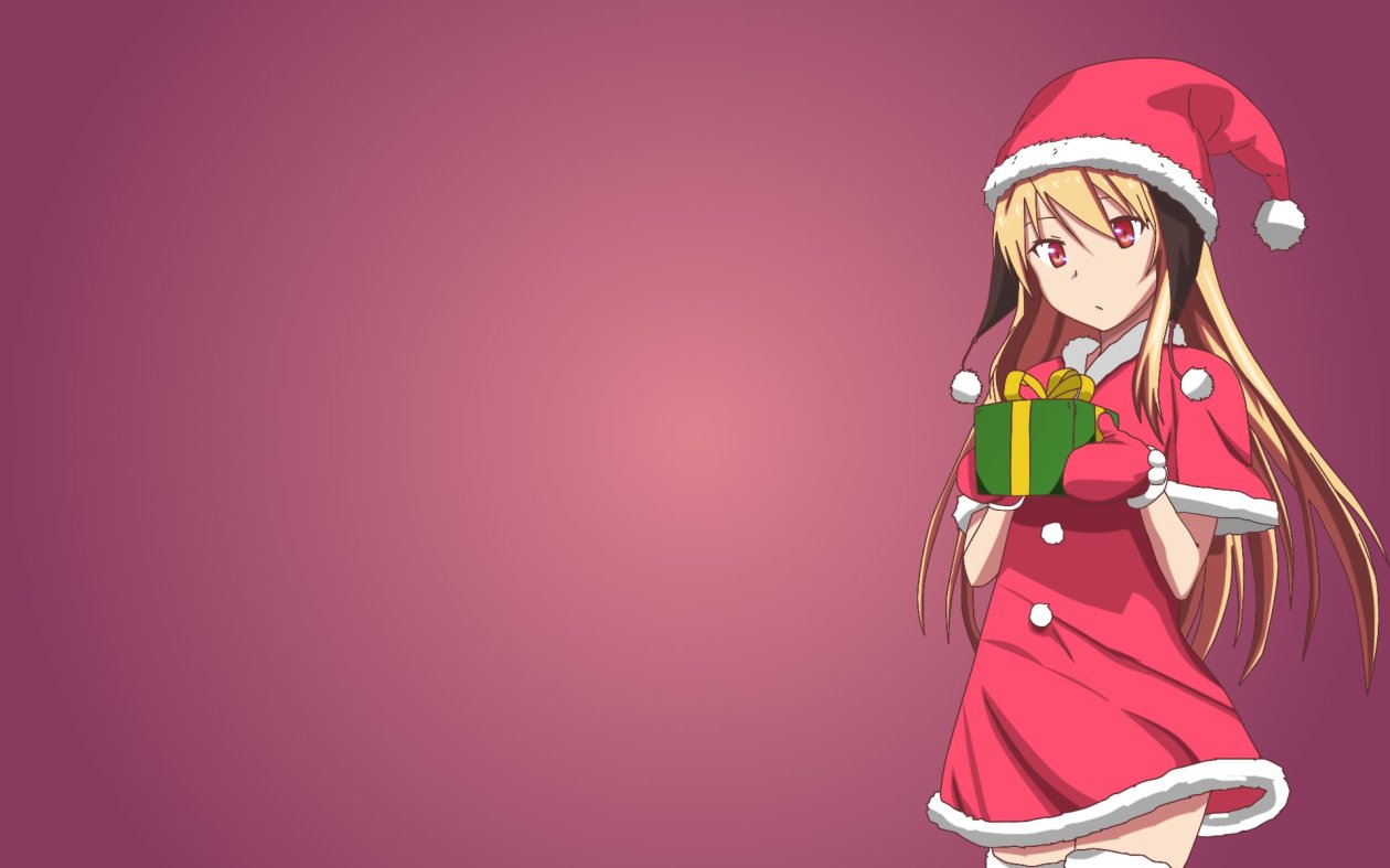 Santa Girl With Hat Anime Girl