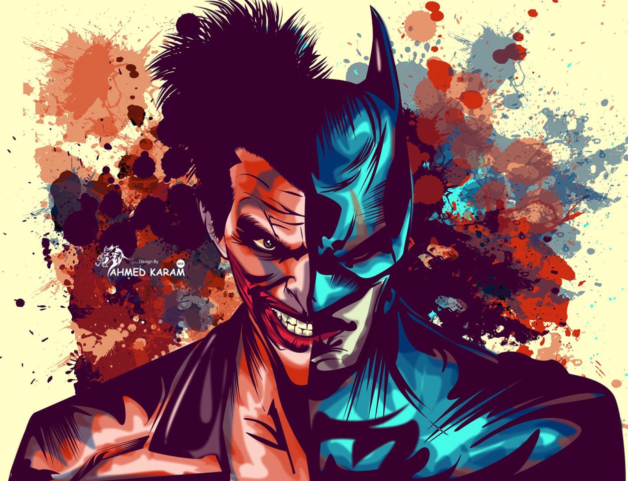 Joker And Batman Faces Artwork