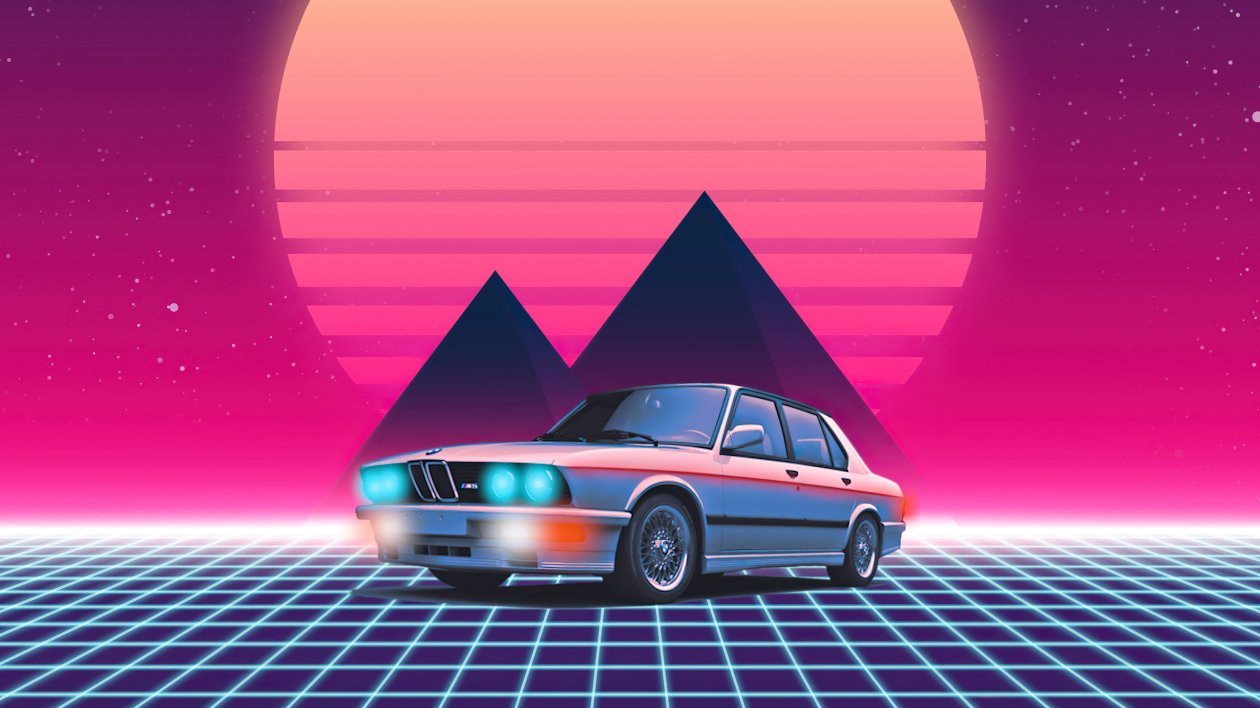 Fond Bmw Retrowave 4k