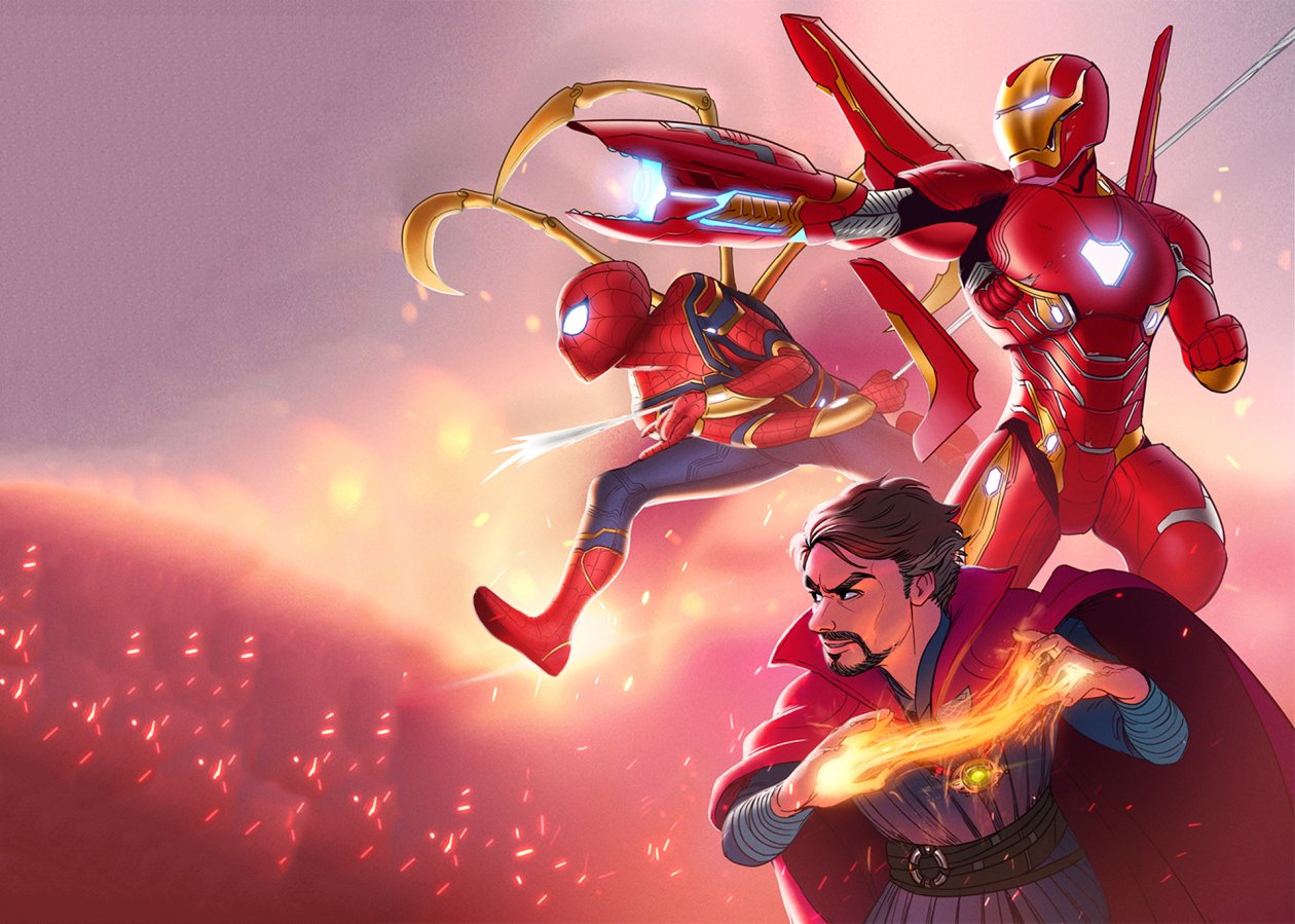Iron Man Spiderman Doctor Strange Infinity War Hereos