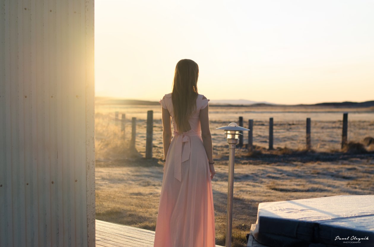 Pink Dress Sunset Light 5k