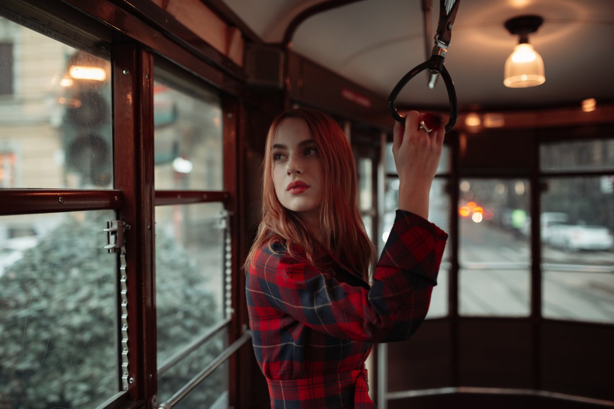 Girl Standing In Tram 8k