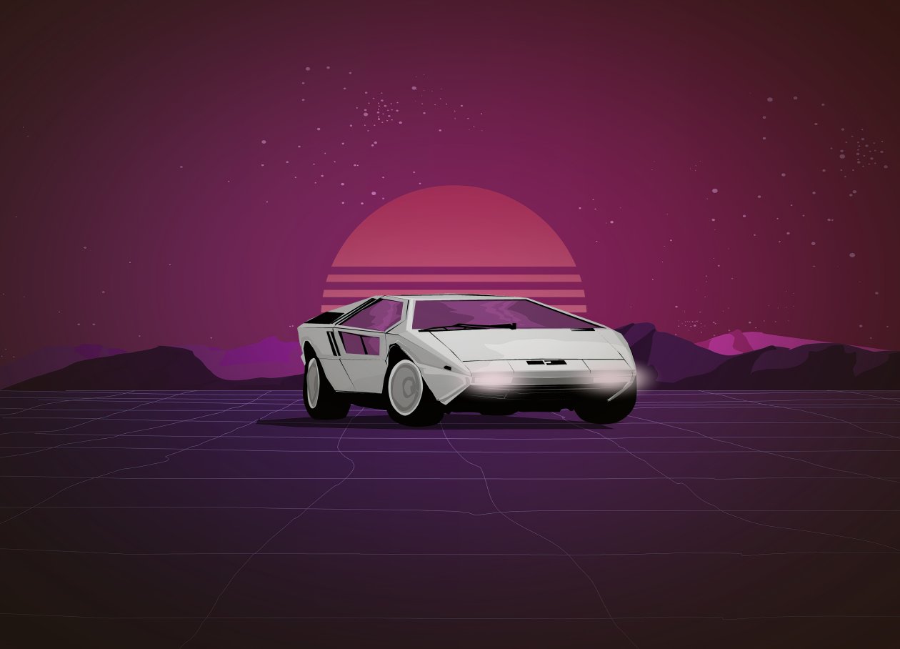 Maserati Boomerang Synthwave 8k