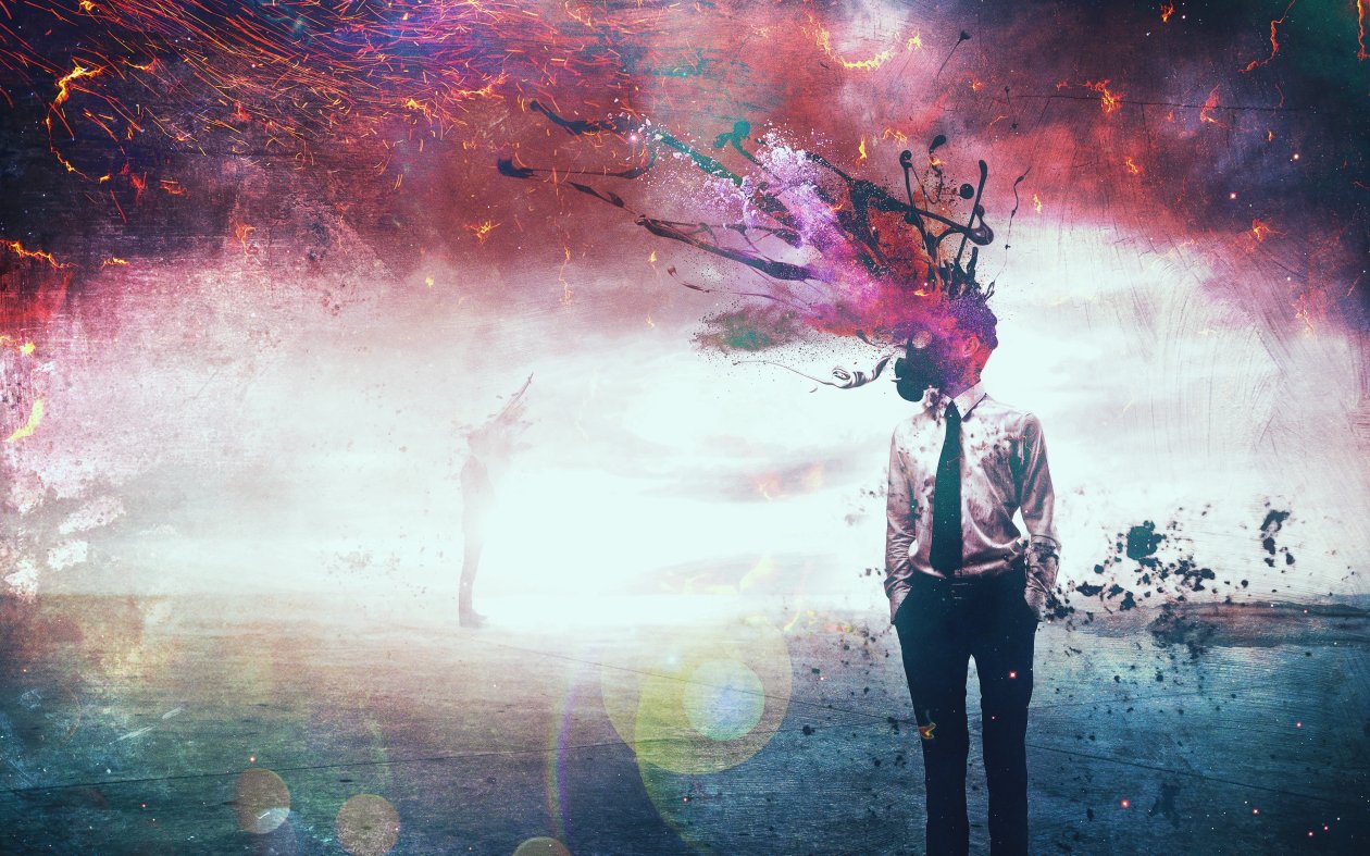 Exploded Mind Mask Guy 4k