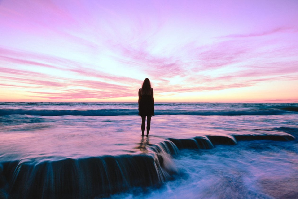 Girl Beach Standing Shore