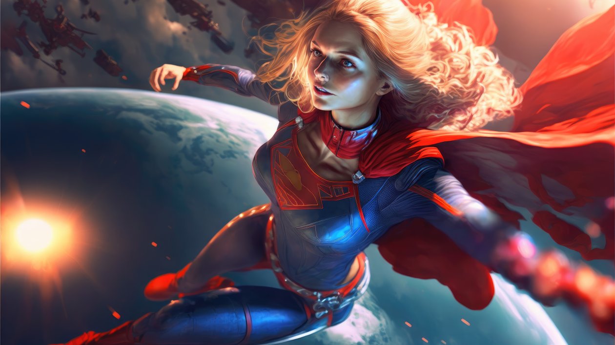 Supergirl Flying In Space