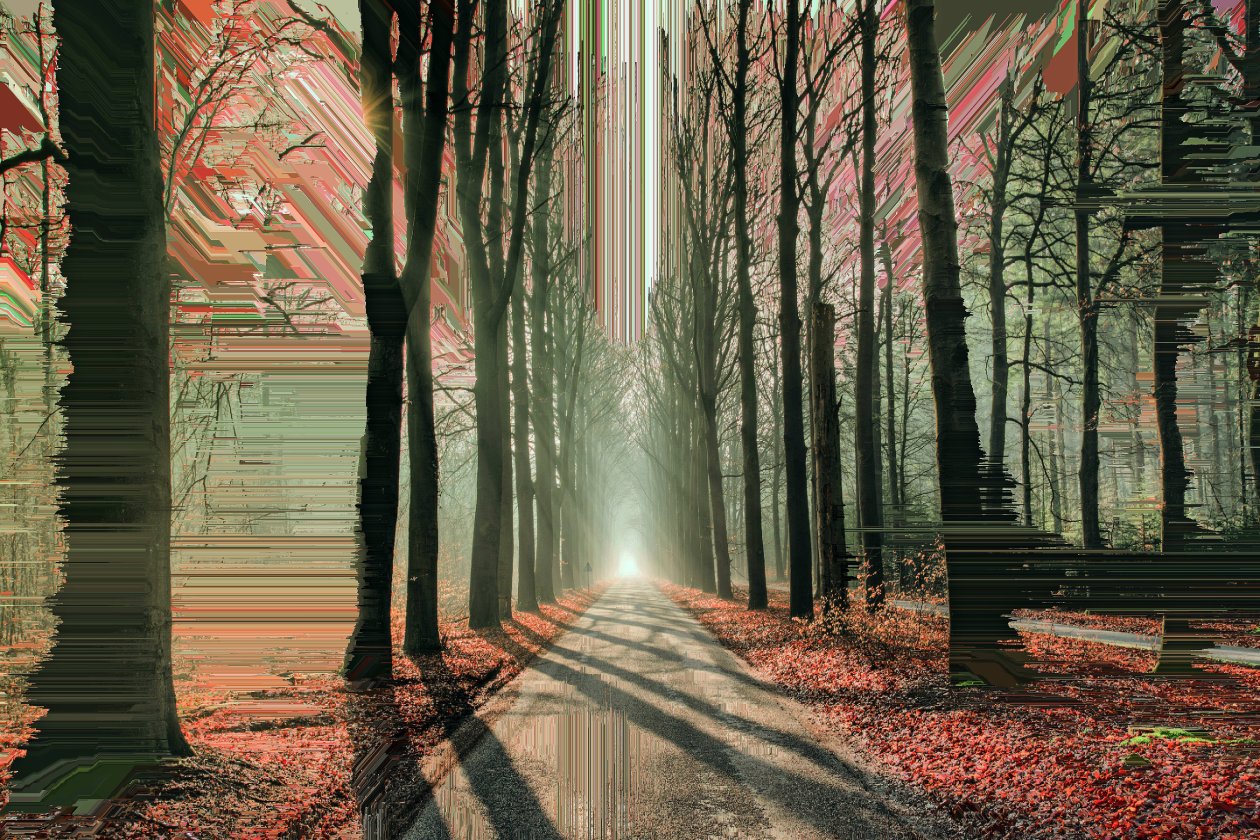 Artistic Glitch Trees Road