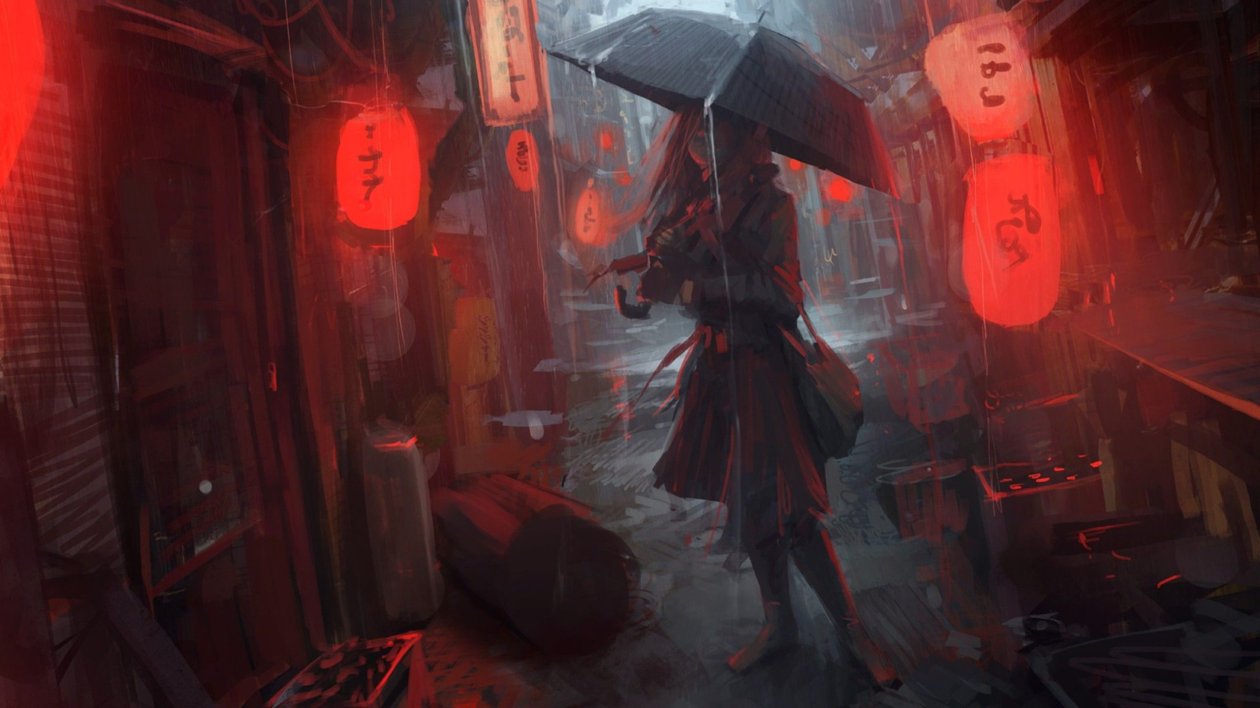 Anime Girl In Rain