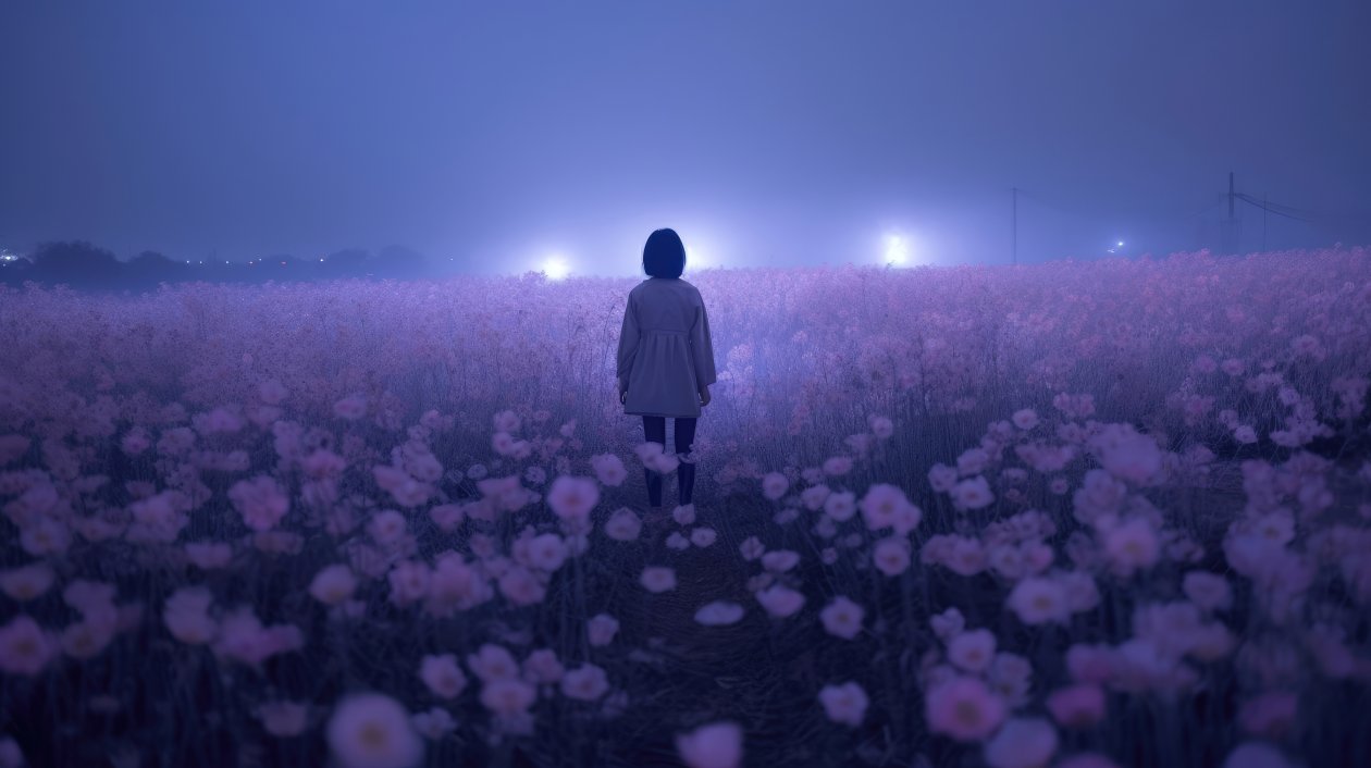 Walking Alone In Flower Field 5k