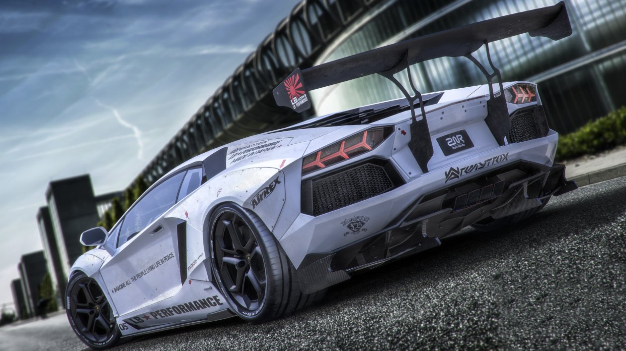 White Lamborghini Aventador 5k