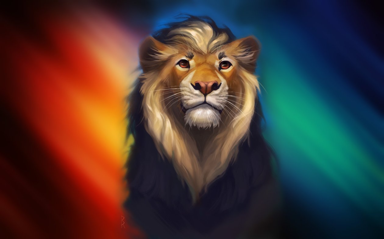 Lion Fantasy Colorful Art