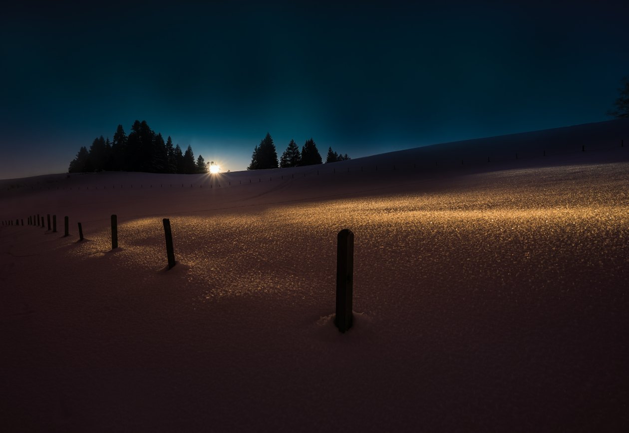 Darkness Winter Snow Backlit 5k