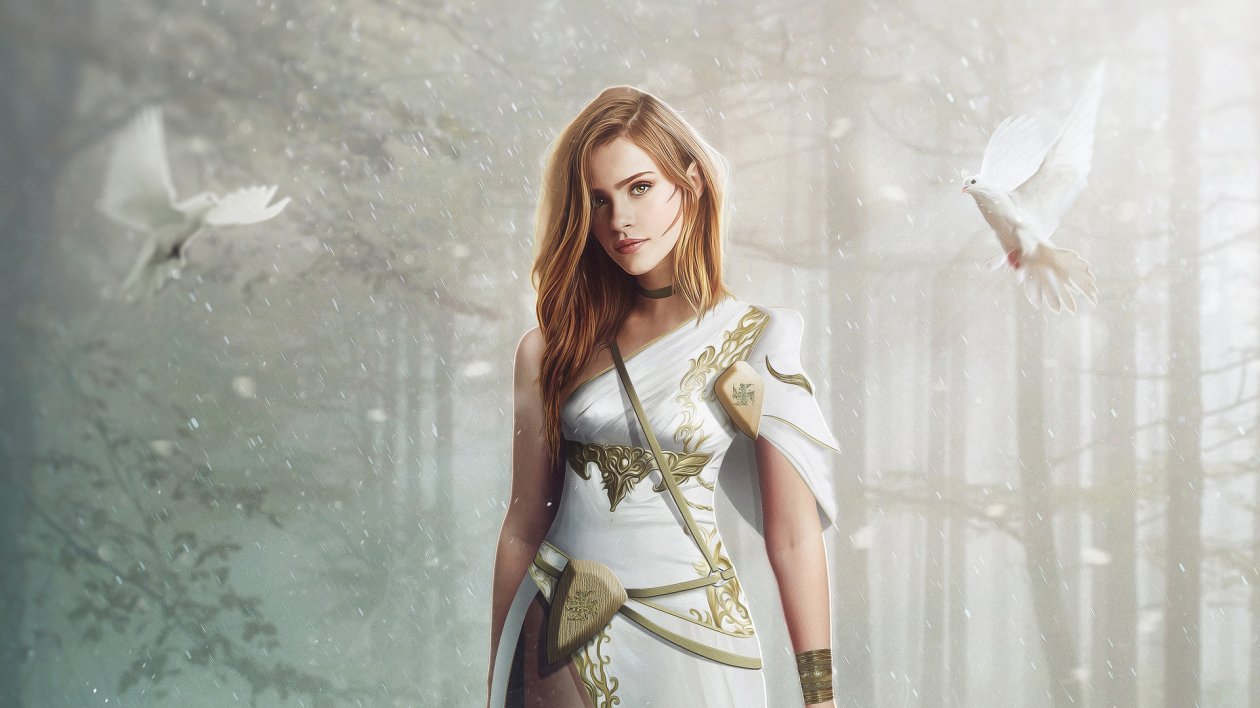 Fantasy Girl Character In White Dress