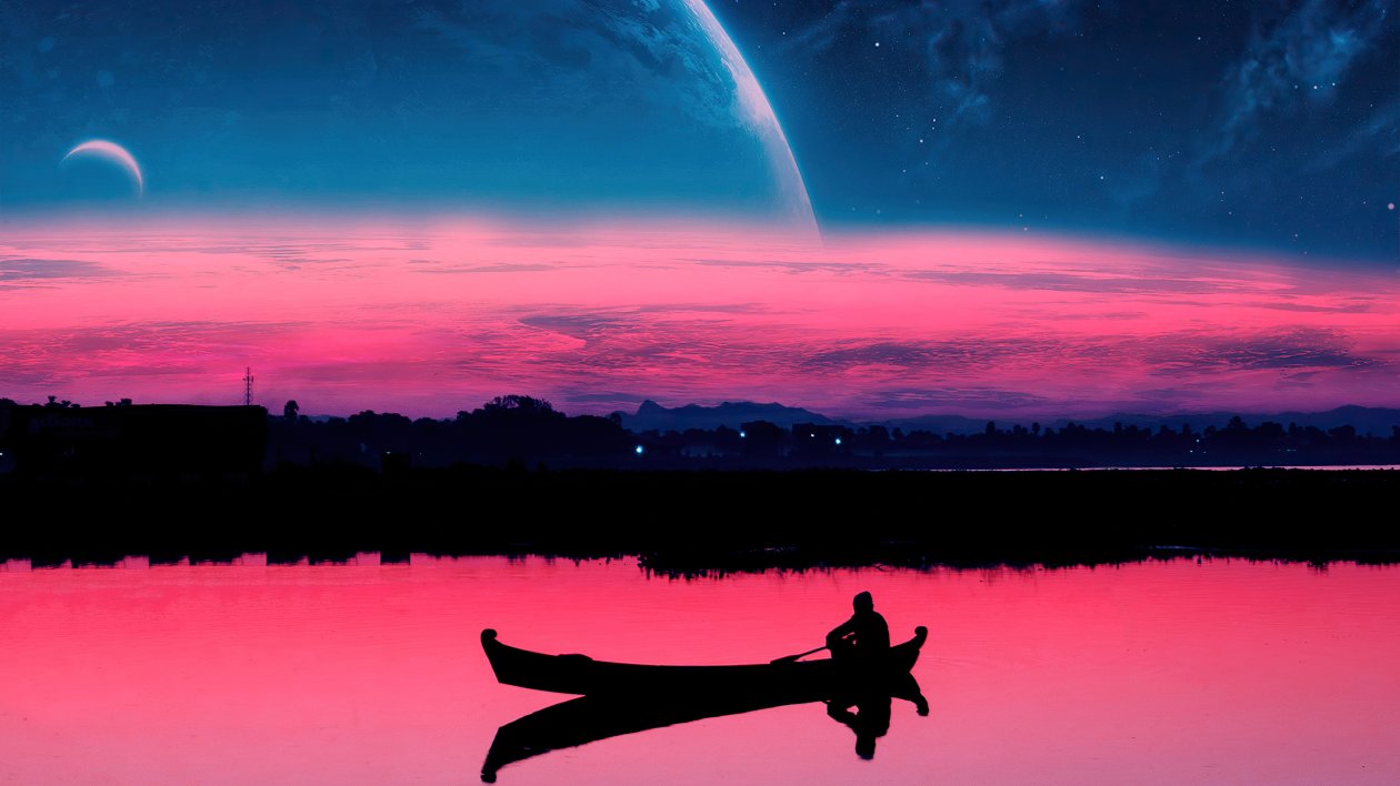 Fishing Evening Digital Art 4k