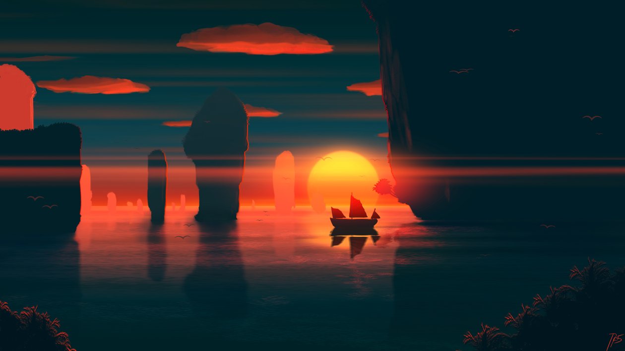 Evening Sail Boat Coast