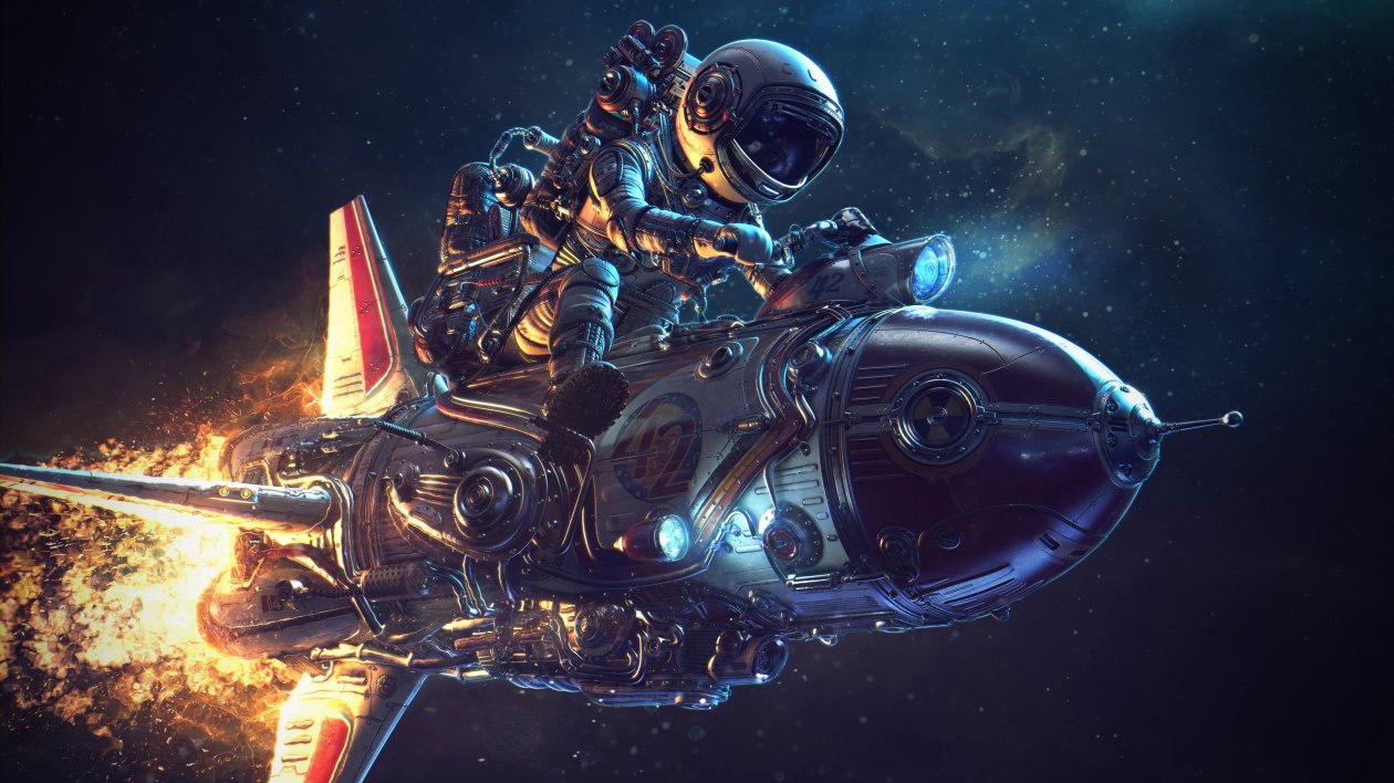 Astronaut Rocket Science Fiction 4k