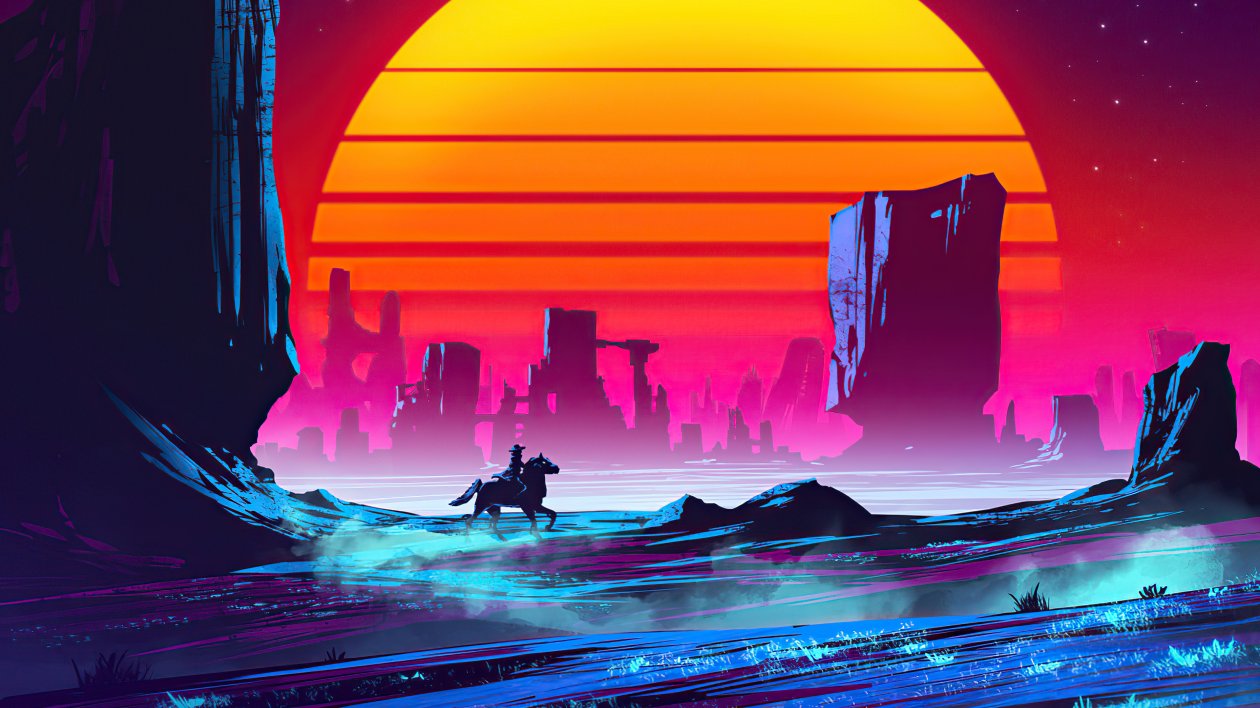 Horse Rider Cyberpunk 4k