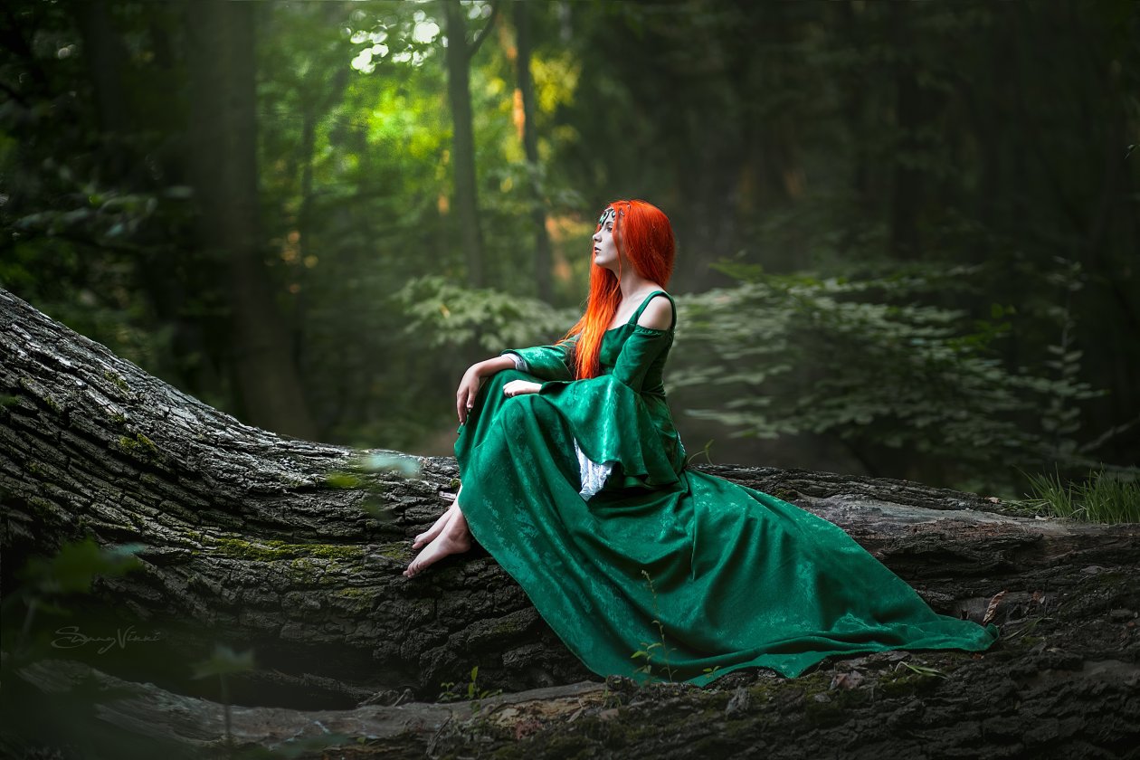 Redhead Girl Forest Cosplay