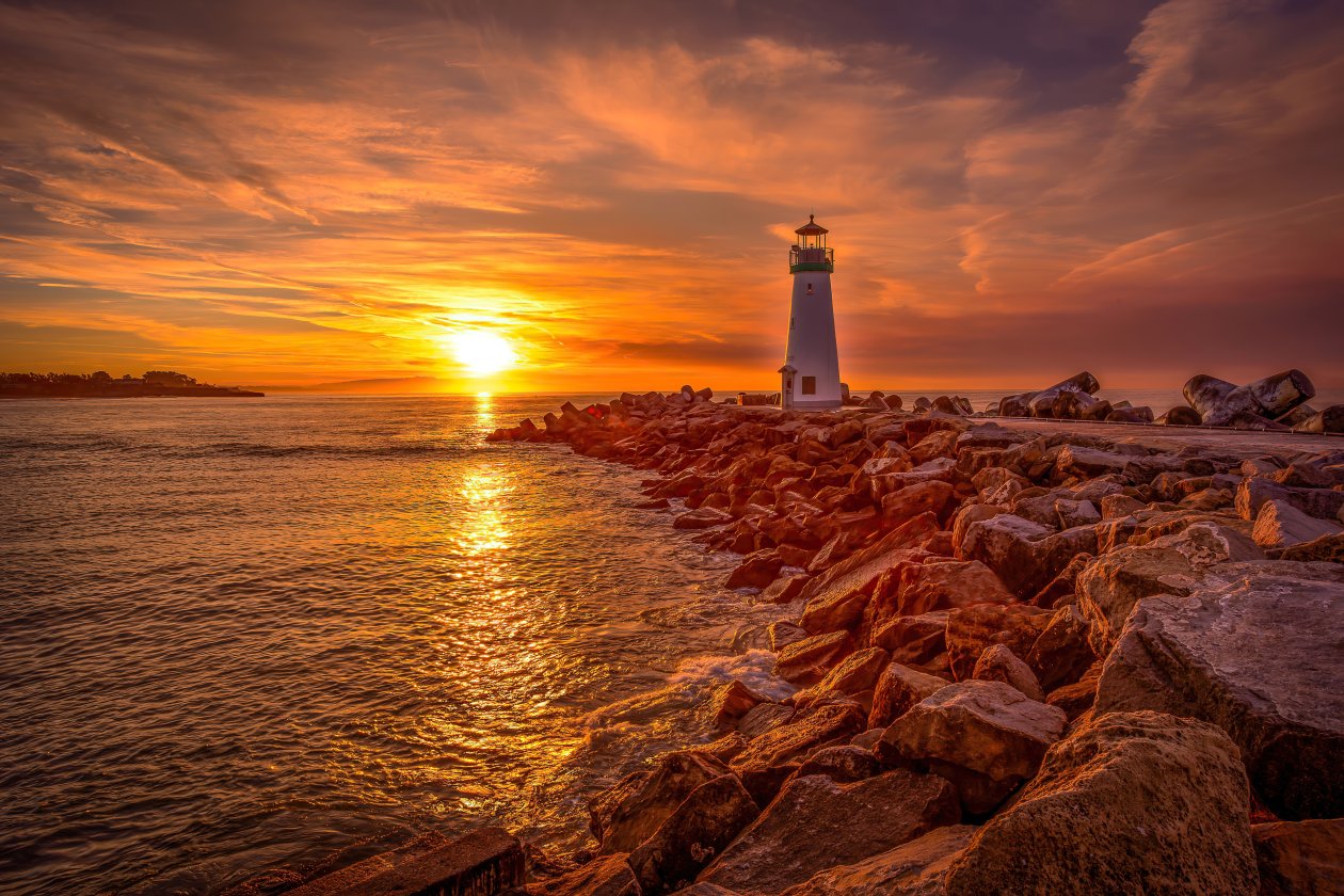 Lighthouse Sunrise And Sunset 4k