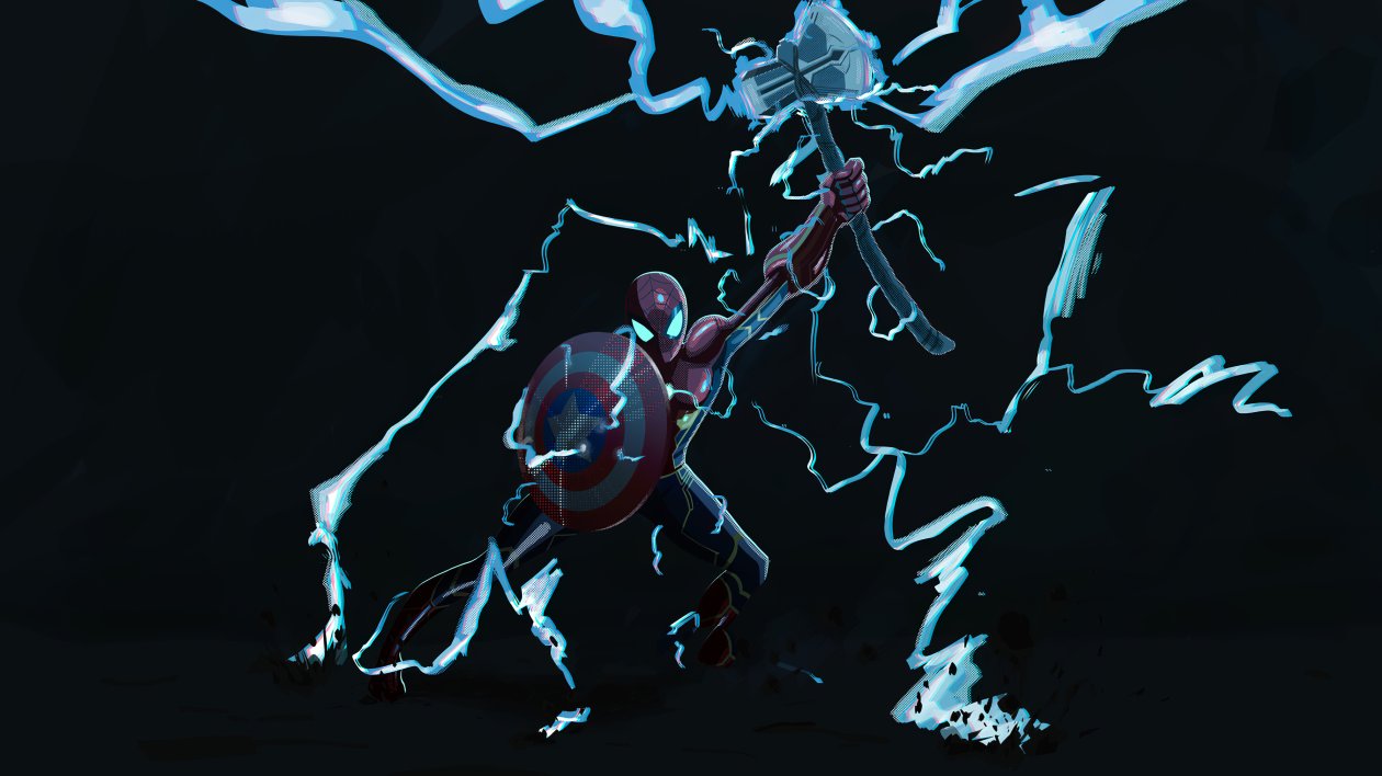 Spiderman Thor Hammer 4k