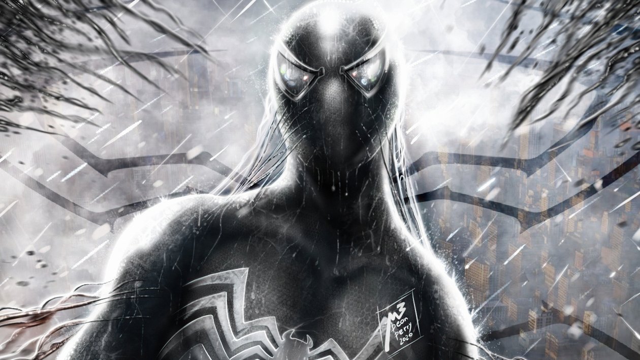 Symbiote Spider Man Monochrome 4k