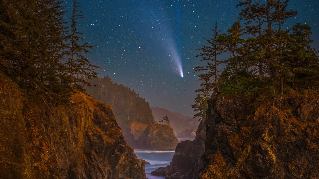 Coast Stars Scenery Oregon Night Trees 5k