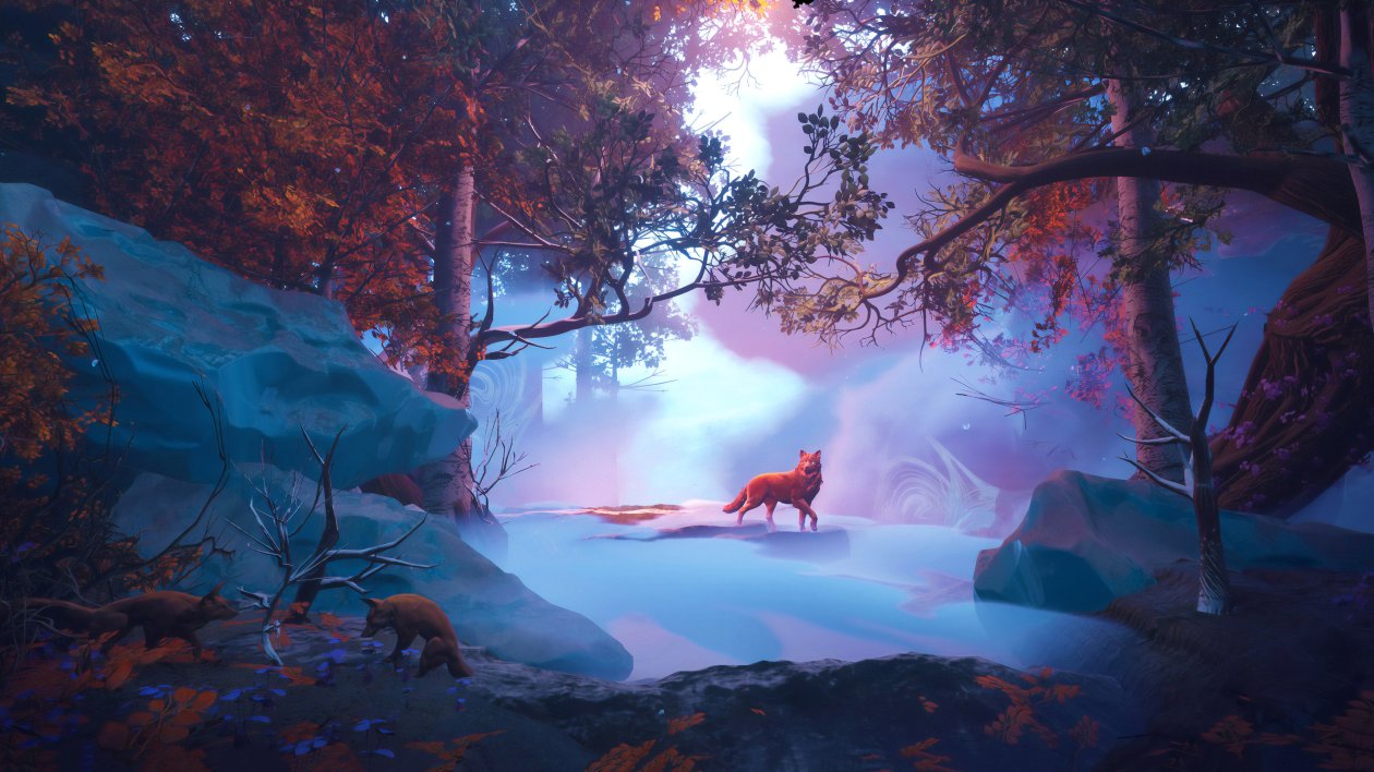 Wolf In Red Magical Woods 4k