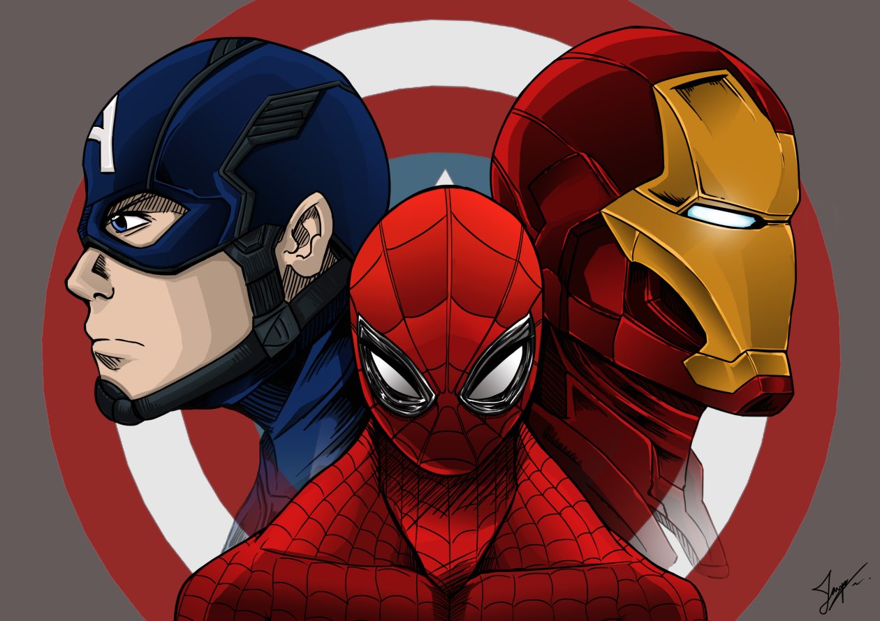 Spiderman Iron Man Captain America Artwork