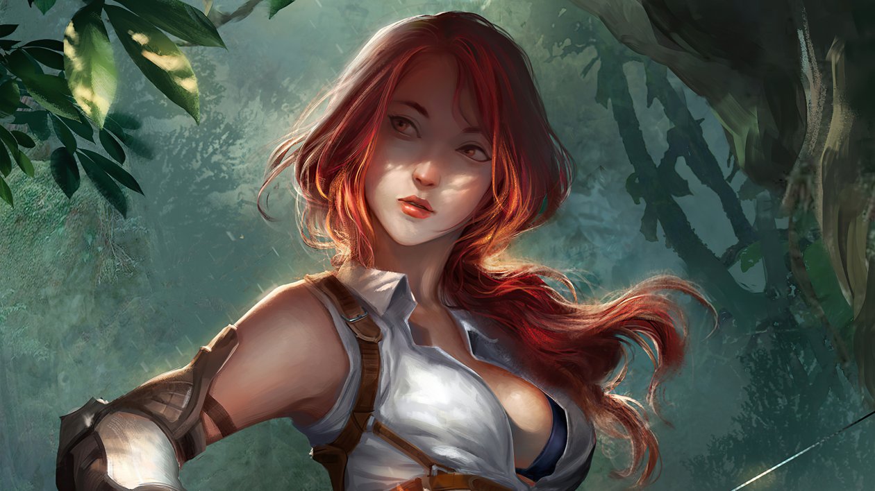 Archer Girl Red Hair Fantasy 4k