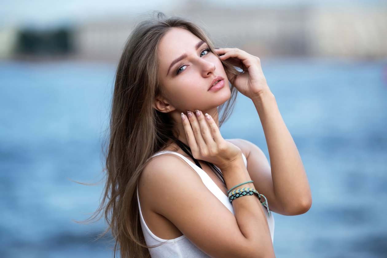 Long Hair Blue Eyes Girl Beauty 4k