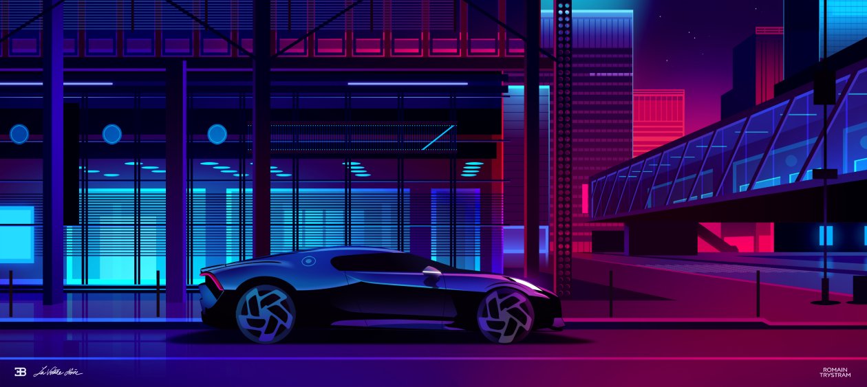 Bugatti Noire Neon Art