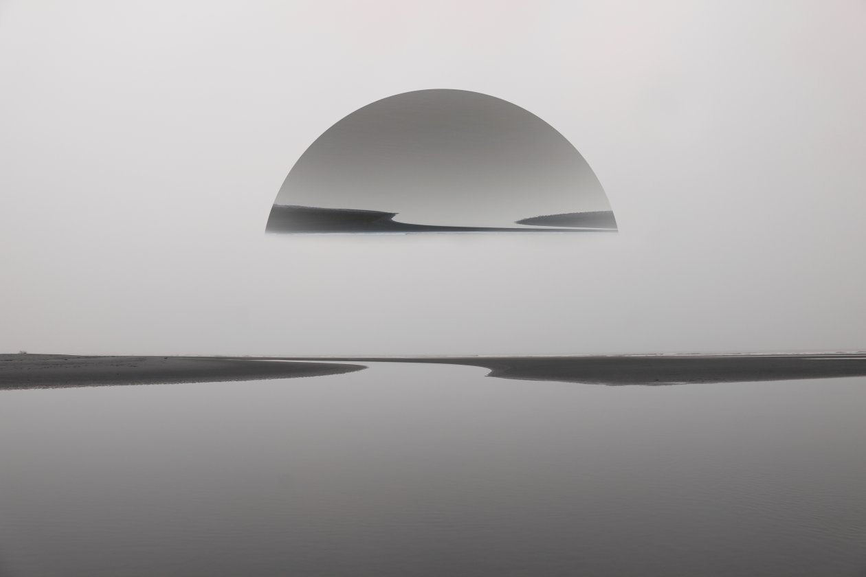 Sunset Beach Reflection Monochrome 5k