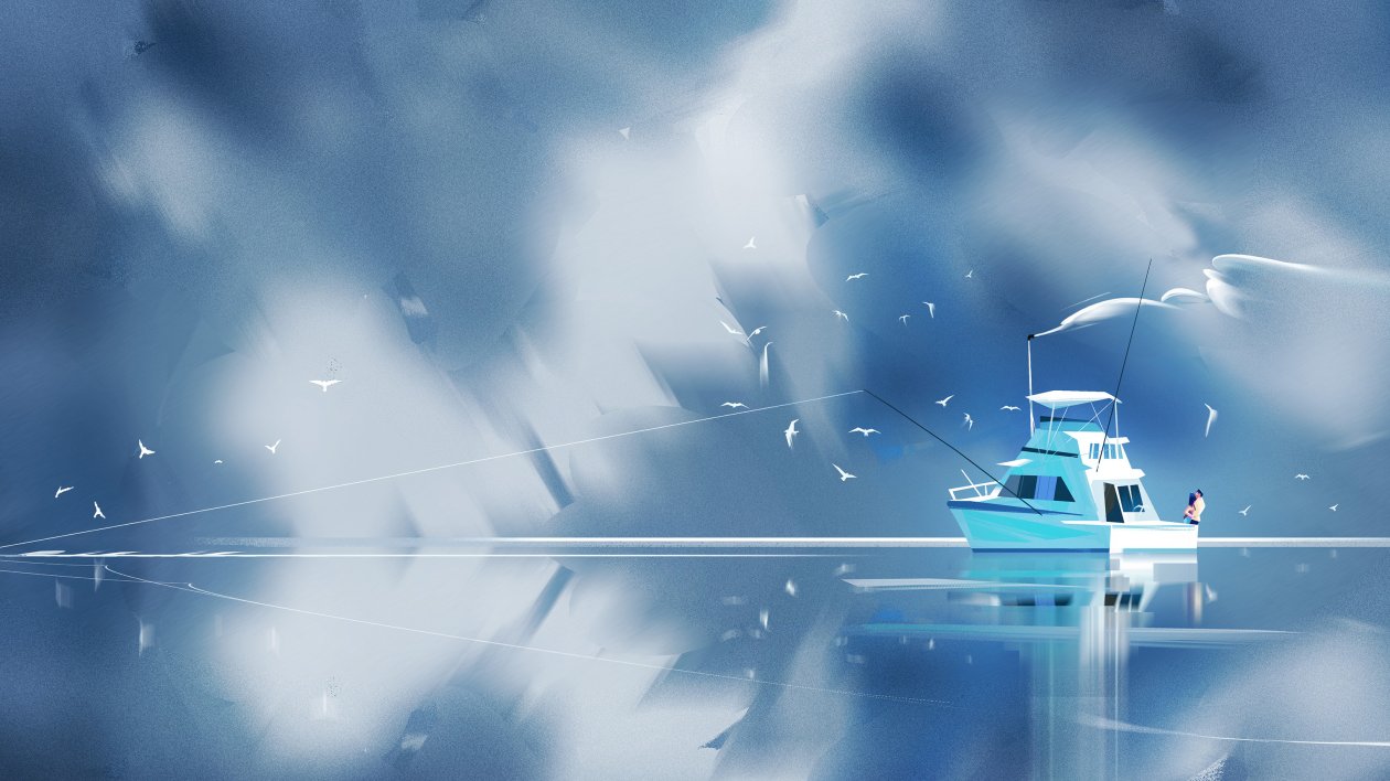 Couple On Boat Illustration