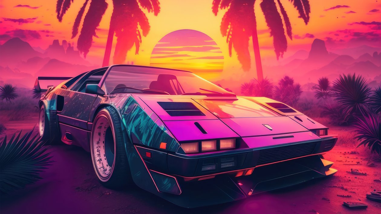 Synthwave Car Nostalgic For The 80s