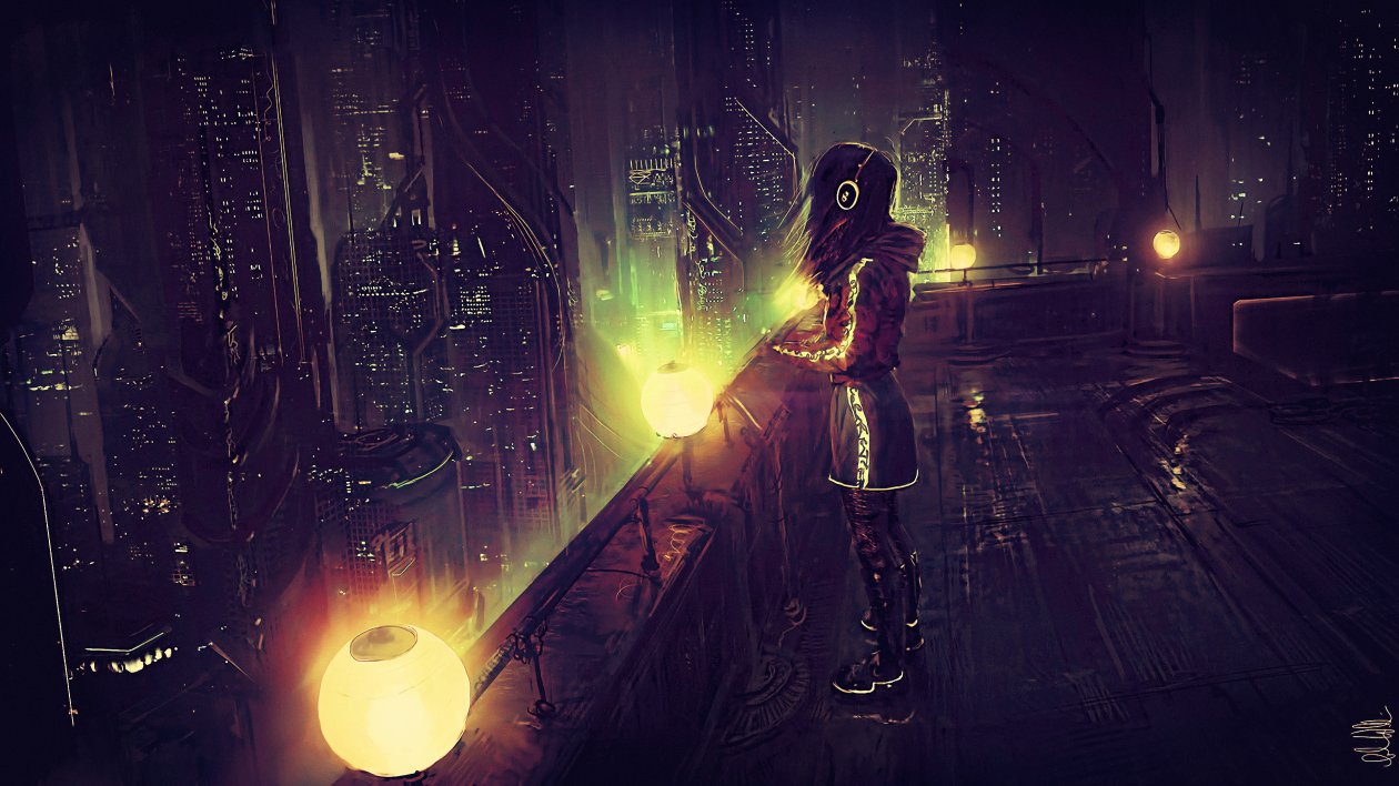Standing On Terraces Scifi Cyberpunk 4k