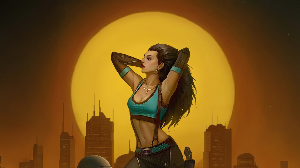 Biker Girl Adjusting Hairs On Hound Street Minimal