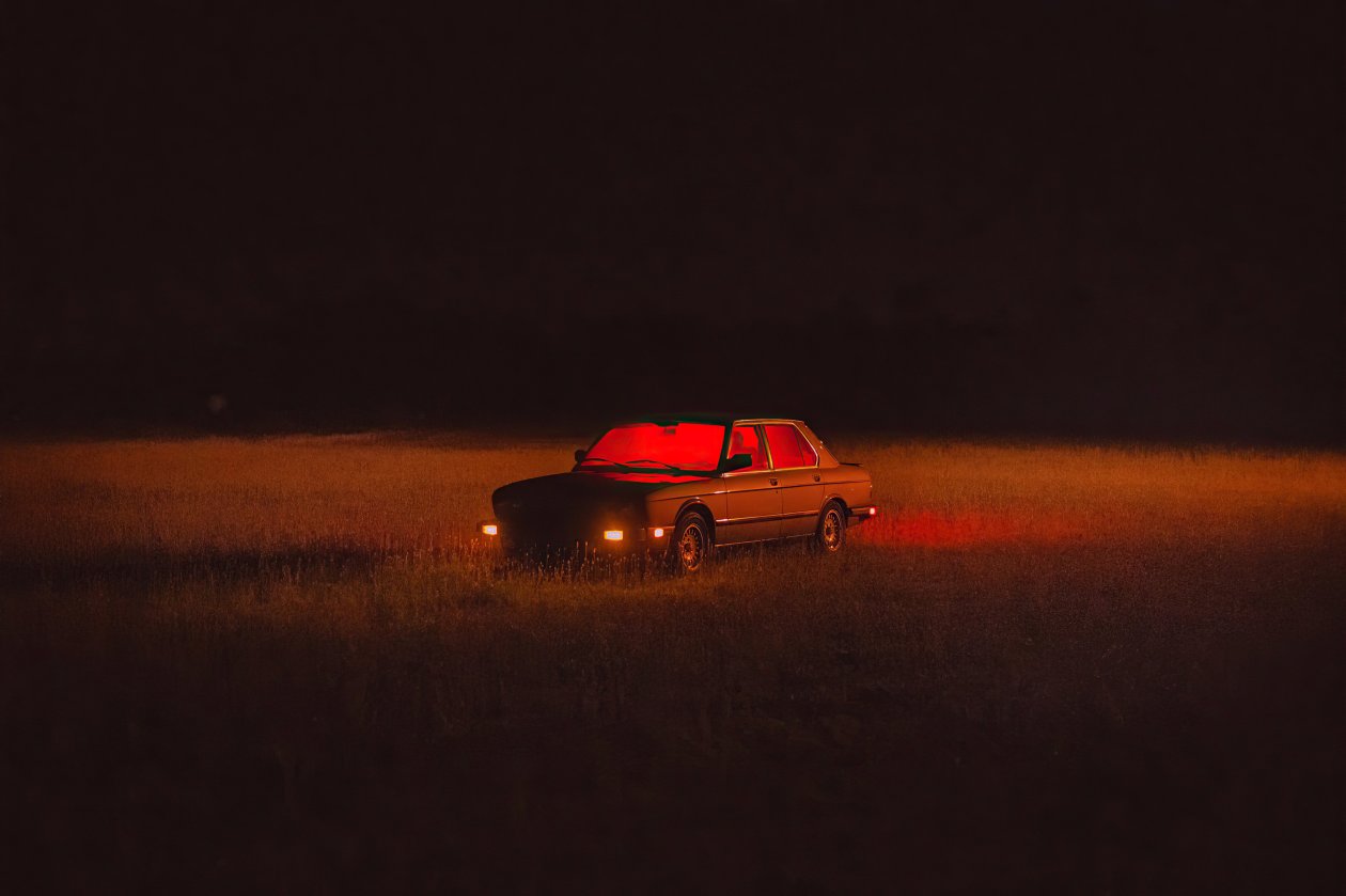 Car Night Field Dark 4k