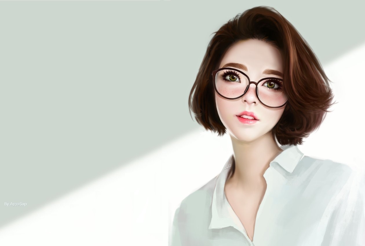Cute Woman Women With Glasses Artwork