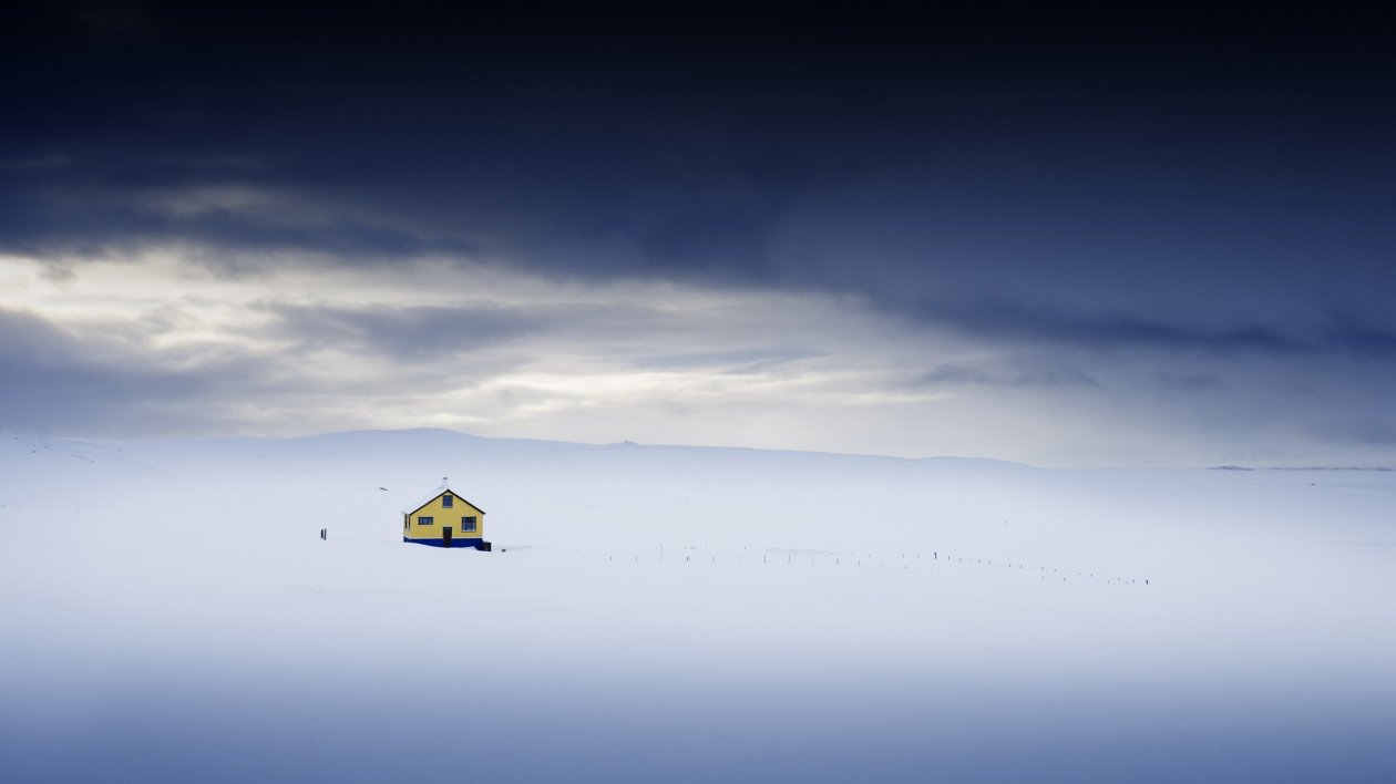 Alone House On Top Of Ice Mountains