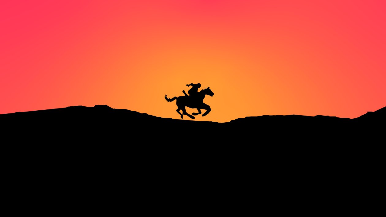 Horse Minimal Sunset 4k
