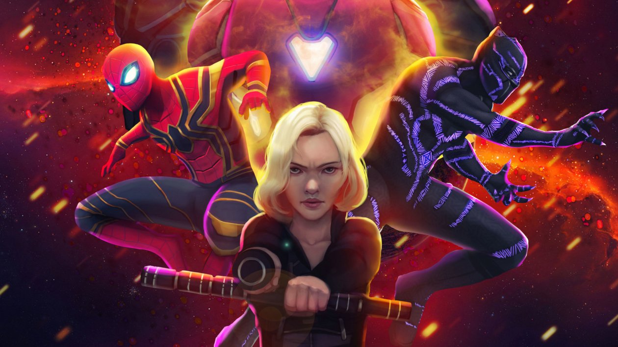 Spiderman Black Widow Black Panther In Avengers Infinity War