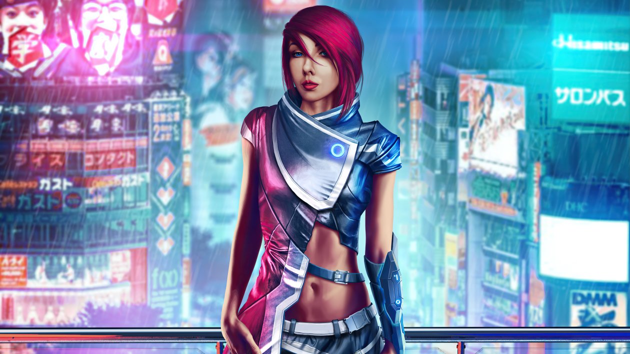 Cyberpunk Girl Suit 4k